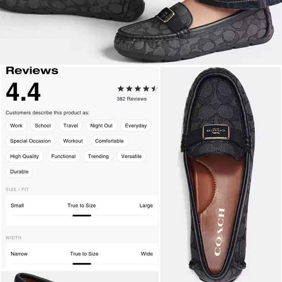 Coach Black Loafers with Signature Pattern - Picture 1 of 1